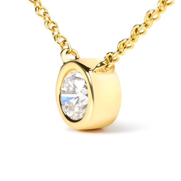 Haus of Brilliance 10K Yellow Gold Diamond Bezel-Set Solitaire Necklace - Picture 6 of 8